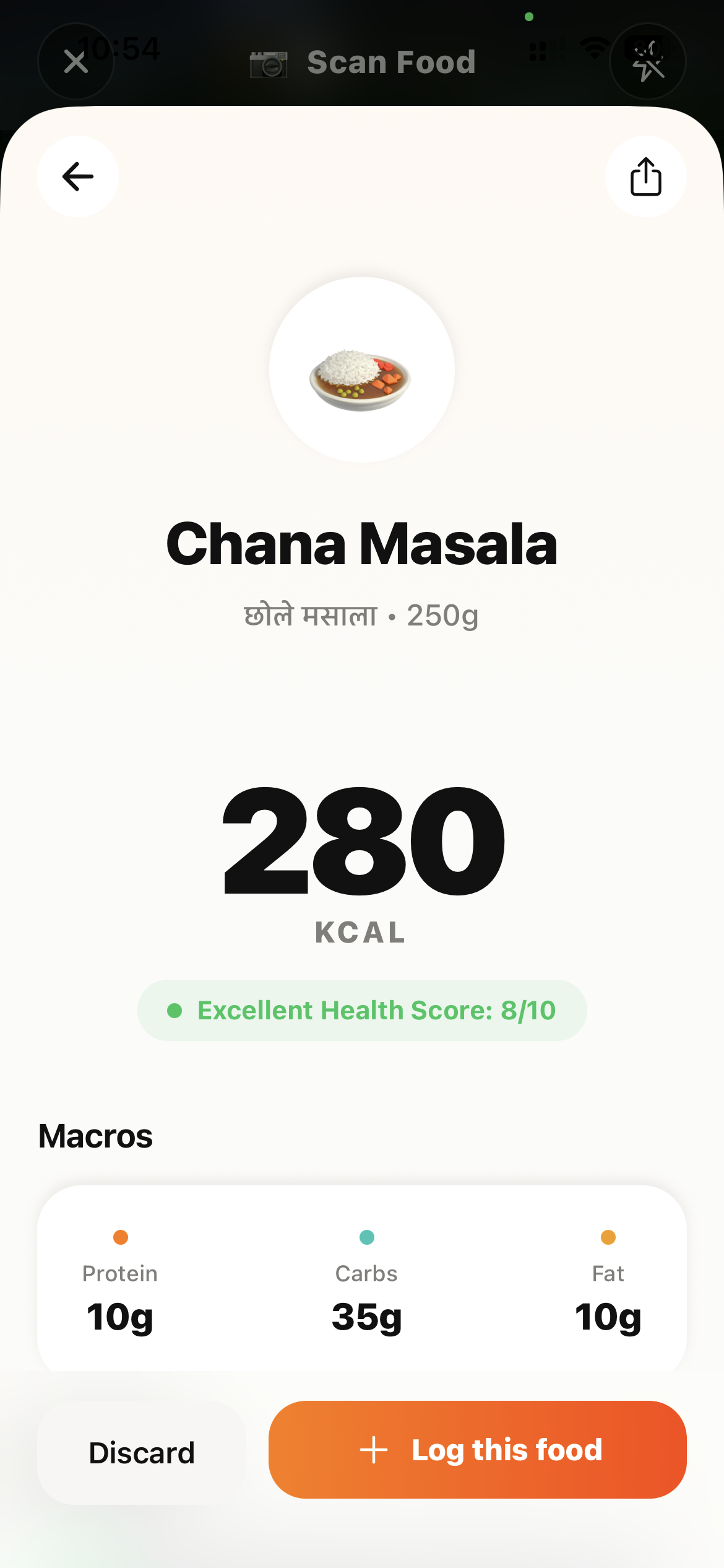 Khana AI Food Scanner Macro Results